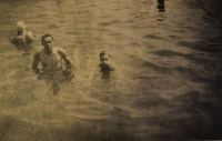 Witness's father Emil Klem (left), bathing, Austria 1940s