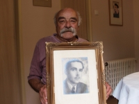 Josef Kleim with portrait of his father Emil Klem