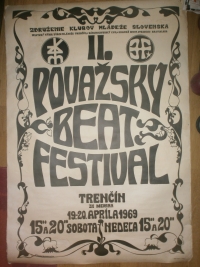 Plagát II. Považský beat festival apríl 1969 – už sa neuskutočnil