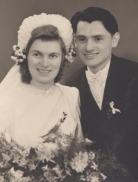 Ludmila and Jaroslav Severins in a wedding photo