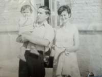 With husband and daughter