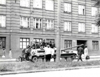 Soviet tanks in the streets of Brno 