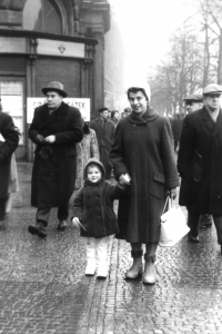 On the Wenceslas Square with little Eva, Prague, 1961