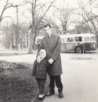 Alois Sassman with his father, František, in České budějovice's Na Sadech City Park (1965)