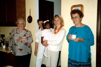 Eva visiting her daughter Eva (who's holding her second daughter), from the left: Eva's husband's mother and sister, 1988
