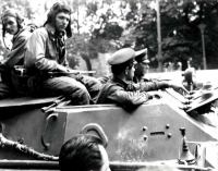 The crew of a Soviet tank on August 21 in the center of Brno 
