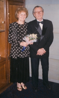 Věra Růžičková with her husband on their gold wedding anniversary in 1997 
