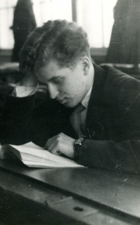 Ivan M. Havel studying night lyceum, 1950s
