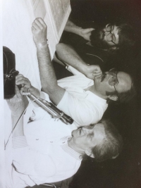 With Hana Ponicka, the witness in the middle