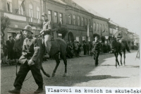 Vlasov Army members on horses at the square in Skuteč