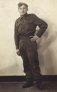 Josef Hejral as a seventeen year old in an uniform in which he went from Volhynia to Prague