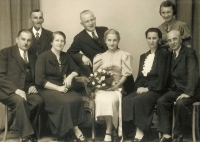 Family photograph. Witness' grandparents, parents, grandfather and aunt