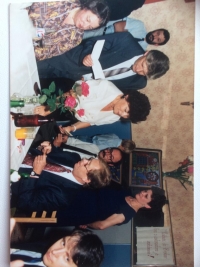 With Václav Havel, the witness in the background; in the front on the right Ivan Mikloš