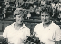 Vlasta Vopičková in 1963 after winning the National Doubles Championship