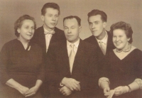 From the left: mother Božena Mlynářová, Miroslav Mlynář, father Josef Mlynář, brother Josef Mlynář, sister Božena Mlynářová, 1953.
