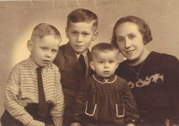 From the left: Miroslav Mlynář, brother Josef Mlynář, sister Božena Mlynářová, mother Božena Mlynářová, 1946.