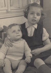 With his sister Jana, 1953