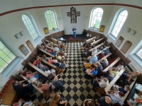 Eliška přednáší o Fair Trade, Noc kostelů, evangelický kostel, Strmilov, 2020
