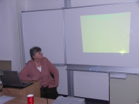 Eliška giving a lecture, Faculty of Management - University of Economics and Business, Jindřichův Hradec, 2006 