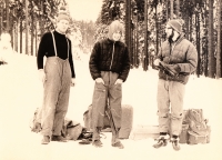Otokar Simm in 1966 during winter camping in the Jizera mountains