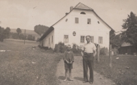 Mach brothers in front of their farm in Valteřice 