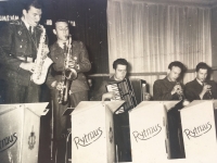 Member of a jazz band during military service (saxophone)