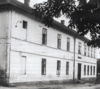 The school near a church in Poruba where Ladislava Klásková studied, 1930s