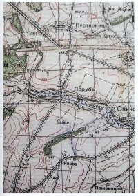 Red Army's military map with marked Poruba, 1940
