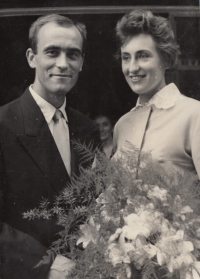 The wedding of Josef Bubeník and Jitka Bubeníká. Teplice, June 27, 1959.