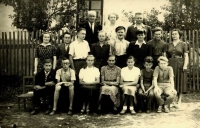 Václav and Vlasta Kouklík centre, end of the school year in Šlapanov, near the end of the 1950s