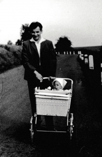 During a walk to Jedle with daughter Marie in 1969
