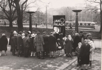 The gathering in honor of Jan Palach and his demise in front of Janáček Theatre , 25 January 1969, Brno 