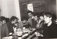 University students during a hunger strike in honor of Jan Palach and his demise, 25 January 1969, Brno 