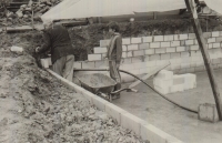 Beginning the construction of the family house in Prostredni Becva, 1947