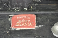 Insurance company stamp on a house in Horna Stredna