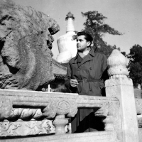 Ivo Dostál under the pagoda of 'Peichai' / China / mid 1950s 

