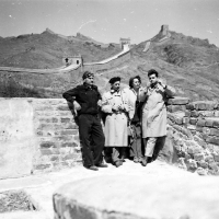 Květa and Ivo Dostál - from the right - at the Great Wall of China / China / the mid 1950s