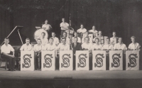 Milan Vaňura playing in the Sokol band in Rosice in June 1949