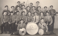 Milan Vaňura playing in the Sokol band Rosice in 1950 