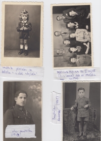 Archive of the memorial- photos of his father, Ivan's look like a girl, mother's family after war, Ivan Kamenský like a small boy in 1949. 
