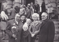 Josef Albrecht as a successful graduate after obtaining an engineering degree. Along with him in the photo is his wife Věra Albrechtová