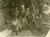 Jaroslav Müller (middle) at the PTP, excavation of the Milovice water supply system, 1953