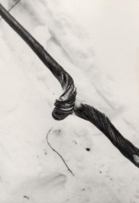 Václav Toužimský's film captures a damaged rope from the cable car to Ještěd from before 1989