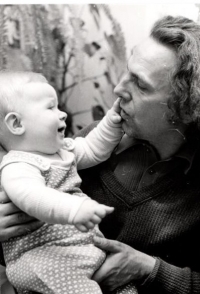 With grandson, 1980s
