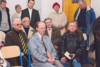 A memorial plaque to those unjustly sentenced by Chotěboř court was unveiled in February 2007 in Chotěboř. The imprisoned comprehensive students met during the event. Jiří Boháč in a tie is on the left together with Jan Křívský, Antonín Gigal, Josef Stuna, Milan Hájek and in the back Mrs. Dvořáková, the wife of late Josef Dvořák who initiated the leaflet action
