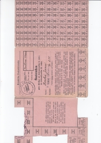 Witness' ration card for clothing, textiles and sewing supplies