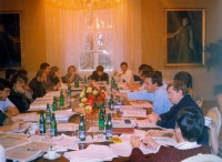 Anna Röschová together with other members of the Constitutional Legal Committee in Lány in the completion of the Constitution of the Czech Republic