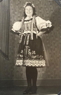 Libuše Kovářová in a traditional costume