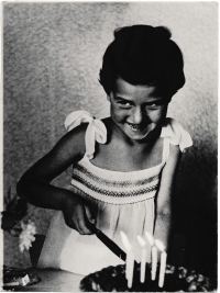 Her fifth birthday, 1957