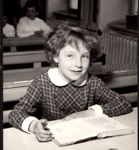 Vlastimila Dostálová as a first grader, 1967